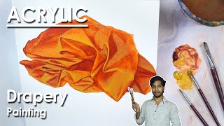 How to Paint Drapery in Acrylic  Fabric Folds Painting  step by step  Supriyo [upl. by Modestine]