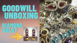 Goodwill Jewelry Unboxing SGW Pennsylvania Gold Diamonds Sterling Amethyst [upl. by Rexfourd]