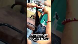 Easy layer Cut hairstyle At Home layercut layercutting [upl. by Laven526]