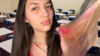 ASMR mean girl plays with your hair in class w gum chewing 🙄💆🏻‍♀️ [upl. by Pearlstein]