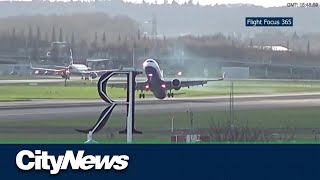 WATCH Aborted plane landed amid fierce winds at Heathrow [upl. by Aniz123]