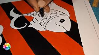 Madhubani painting with artist Trivenika easy step by step tutorial [upl. by Annoj]