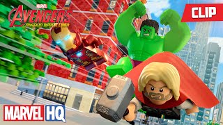 The Avengers Stop The Frightful Four  LEGO Marvel Avengers Mission Demolition [upl. by Sidnarb]