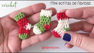 MIni botitas o medias de Navidad tejidas a crochet en 5 minutos  Tejiendo Perú [upl. by Attenwahs]