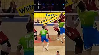 Wilfredo Leon with Triple Block volleyball volleyballworld haikyuu sports [upl. by Kylander397]