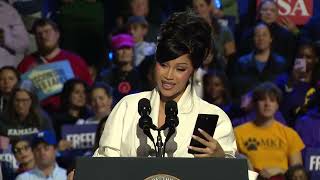 Full Cardi B speech at Kamala Harris rally endorses her and slams Donald Trump in 2024 Election [upl. by Ahseinar239]