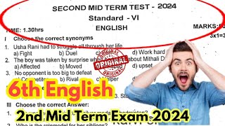 6th english second midterm exam question paper 2024 6th std 2nd midterm exam question paper 2024 [upl. by Holli]