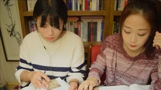 상황극 ASMR 친구들과 도서관에서 공부하기 Lets study together at the Library ASMR [upl. by Naihr364]