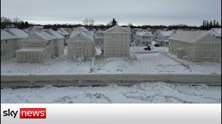 US Weather Snow storm covers houses in ice as people struggle to dig out after deadly blizzards [upl. by Nadroj311]