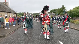 Drum Major Ian Esson leads Ballater Pipe Band into Tomintoul ready for 2023 Highland Games [upl. by Neved]