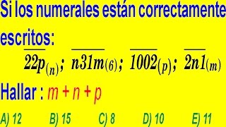 ARITMÉTICA  SISTEMAS DE NUMERACIÓN  NUMERALES  PROBLEMA RESUELTO  ADMISIÓN A LA UNIVERSIDAD [upl. by Umberto]