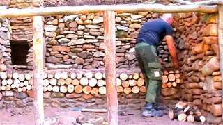 Rock Wood Clay – He Built a Dugout Shelter in the Forest with His Own Hands – Start to Finish [upl. by Aerehs]