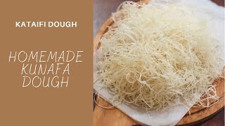 How To Make Kunafa Dough Homemade Kataifi Pastry  Shredded Phyllo Dough [upl. by Lajet494]