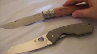 Knife Review Spyderco Rock Lobster and Opinel 12 [upl. by Ailuy250]