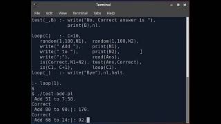 PROLOG Program to test me on adding up [upl. by Bindman]