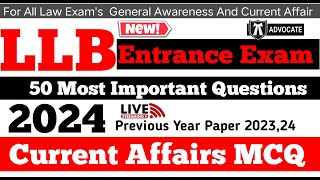 LLB Entrance Exam Question Paper  LLB Entrance Exam Previous Year Paper  Current Affair 2024 [upl. by Enirahtak]