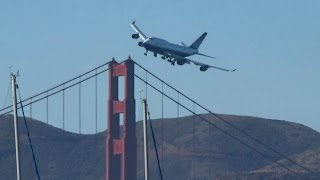 Amazing 747 jumbo jet low pass over the Golden Gate quotKai Takquot comment [upl. by Harlamert801]