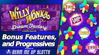 Willy Wonka Dream Factory Slot  Bonus Features and Progressives [upl. by Mines]