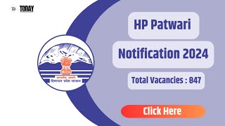 HP Patwari Recruitment 2024 hp patwari bharti 2024 patwari vacancyfull details [upl. by Assille]