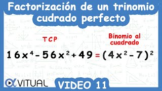 Factorización de un Trinomio Cuadrado Perfecto Video 11 de 12 [upl. by Ecneret]