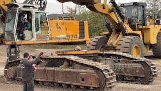 Changing The Rotation Ring Of Liebherr 974 Excavator  Labrianidis Mining Works  4K [upl. by Aslehc]