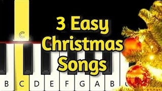 3 Very Easy Christmas Songs  Piano tutorial  Beginner [upl. by Ttirrej]