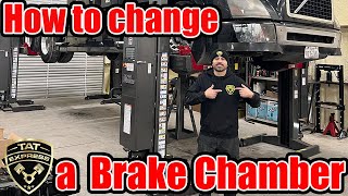 How to change a brake chamber How to change a brake chamber on a semitruck Brake chamber replace [upl. by Emarej]