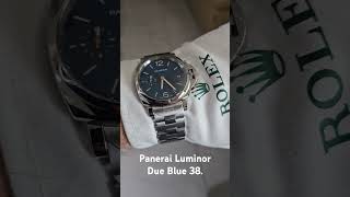 Panerai Luminor Due 38mm blue Paneristi ref 1123 steel bracelet [upl. by Ellehsor217]