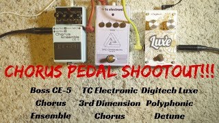 Chorus Pedal Shootout  Digitech Luxe  TC Electronic 3rd Dimension  Boss Chorus Ensemble [upl. by Nwahsel734]