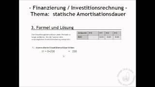 statische Amortisationsdauer  Tutorial [upl. by Phineas]