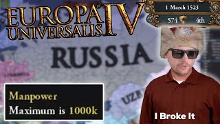 I BROKE The game by reaching 1000000 Manpower by 1523  EU4 Russia Campaign [upl. by Alemahs103]