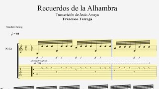 Recuerdos de la Alhambra Tab Tárrega por Jesús Amaya [upl. by Joacima]