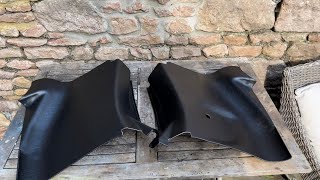 Mercedes R107 SL  repairing and recovering rear side trim panels [upl. by Vada569]