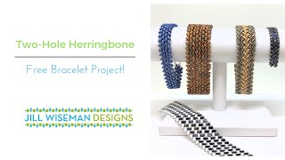 TwoHole Herringbone Bracelet  FREE project [upl. by Matty]