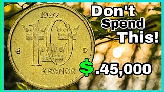 10 kronor Sweden 1992 Coin Value most Expensive 10 kronor sold for 45000 [upl. by Westerfield214]