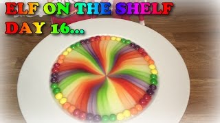 ELF ON THE SHELF DAY 16  Claud Makes SKITTLES EXPERIMENT RAINBOW  LCKC Toys [upl. by Ellerol]