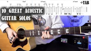 10 Great Acoustic Guitar Solos  With Tabs [upl. by Anai525]