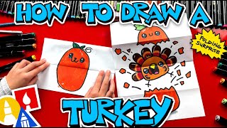 How To Draw A Turkey Jumping Out Of A Pumpkin [upl. by Arej]