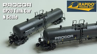 Rapido GP20 PROCOR Tank Car Review  N Scale [upl. by Nylecaj]