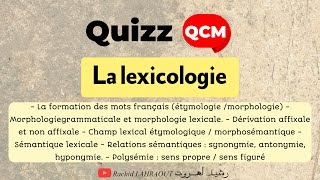 QCM  quizz autour de la lexicologie  Dérivation affixale et non affixale  hyponymie  Polysémie… [upl. by Laekim221]