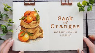 Lets paint a sack of oranges in watercolor tutorial 🍊 [upl. by Marelda]