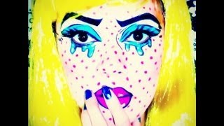 Halloween Pop Art Makeup Tutorial Roy Lichtenstein inspired [upl. by Claudina587]