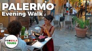 Palermo Sicily Evening Walking Tour  4K60fps with Captions [upl. by Duston]