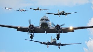 DC3 Mass Landing 20x Daks at Faßberg 70 Years Berlin Airlift [upl. by Martreb]