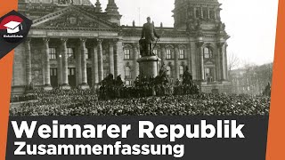 Weimarer Republik einfach erklärt  Novemberrevolution Verfassung Krisenjahre  Zusammenfassung [upl. by Grenville94]