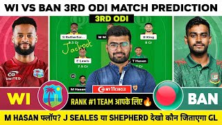 WI vs BAN Dream11 WI vs BAN Dream11 Prediction West Indies vs Bangladesh ODI Dream11 Team Today [upl. by Pollitt641]