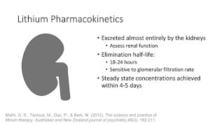 Psychopharmacology  Lithium Pharmacokinetics [upl. by Wilmar243]