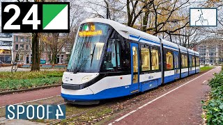 Cabinerit Tram 24 Amsterdam  De BoelelaanVU  Frederiksplein vv Tram Drivers POV [upl. by Crespi]