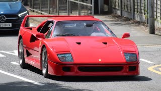 Supercars in Alderley Edge 2024 Ferrari F40 360CS x2 Aventador SV SF90 GT2 Huracan STO… [upl. by Ben335]