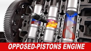 Opposed Piston Diesel Engine explained  A comprehensive animation [upl. by Aztiraj795]